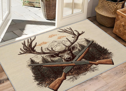 SherAvant Deer Rug 5x7-5x7 Rug - Deer Rug - Wildlife Mountain Forest Area Rug - Hunting Wild Animal Rugs - Rustic Cabin Animal Carpet - Deer Home Decor