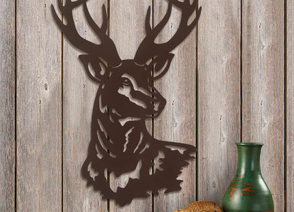 Metal Deer Wall Art,Rustic Deer Head Wall Decor Sculptures for Living Room