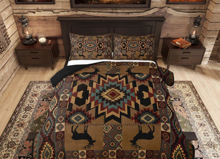 Feelyou Cabin Deer Bedding Set Queen Size Bedding Set for Boys Girls