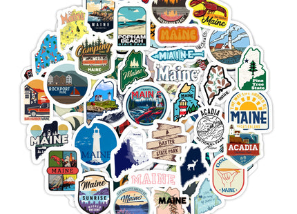 100Pcs Maine Stickers for Water Bottle and Laptop - State Souvenirs, Decorations & Gifts, Waterproof Vinyl Decals, Gifts for Women & Men
