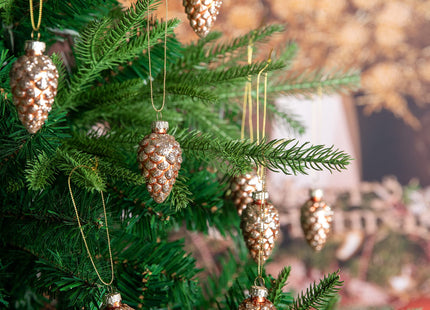 12 Pcs Christmas Pinecone Glass Hanging Ornaments, Xmas Tree Pinecone Decor