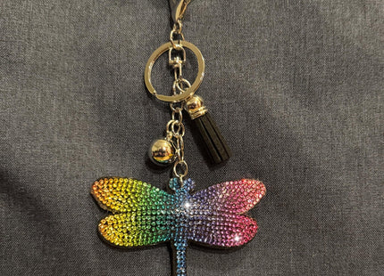 Popfizzy Rhinestone Dragonfly Keychain for Women, Animal Purse Charms, Dragonfly Gifts for Animal Lovers, Crystal Bag Charm