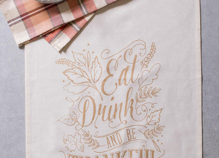 DII Fall Basics Kitchen Dishtowel Collection Printed & Plaid Fall Dish Towel Set, 18x28, Be Thankful Plaid, 2 Count