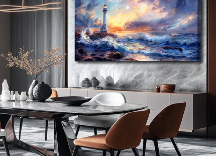 PHAOHUAXM Large Canvas Wall Art Seaside Lighthouse Scenery painting 30"X60"