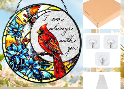 Cardinal Glass Suncatcher Gift for Bird Lovers (Red Cardinal,7.8in)
