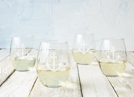 Cathy's Concepts Anchor Stemless Wine Glasses (Set of 4)