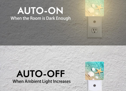 BLYKVGHQ Starfish and Seashell On Beach Night Light,Modern Night Lights Plug into Wall,Dusk to Dawn Sensor Nightlight for Kids Bathroom Kitchen Hallway Bedroom Decor