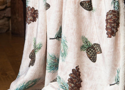 Carstens, Inc. Ultra Premium Super Soft Plush Sherpa Fleece Oversized Throw Blanket 54" x 68", Pinecone