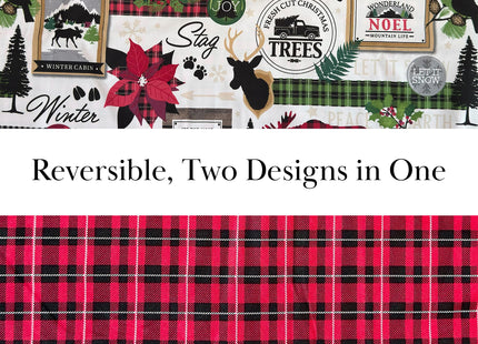 Southshore Fine Living, Inc. Christmas Bedding Twin Duvet Cover Set with Pillow Sham, Reversible Holiday Bedding Set with 2 Designs, Twin/Twin XL Winter Duvet Cover, Red Plaid Cabin Print