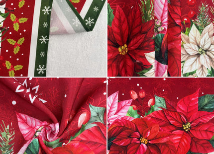 pahhjsa Red Square Christmas Tablecloth 60x60 Inch, Waterproof Washable Fabric Polyester Holly Poinsettia Flowers Christmas Table Cloths Square Xmas Holiday Tablecloths