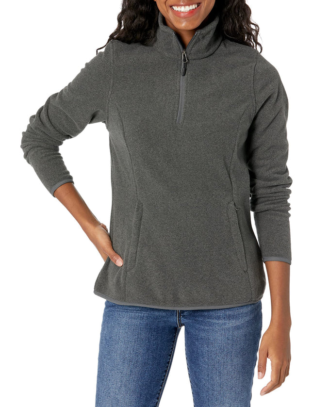 Amazon Essentials Women's Classic-Fit Long-Sleeve Quarter-Zip Polar Fleece Pullover Jacket, Charcoal Heather, XX-Large