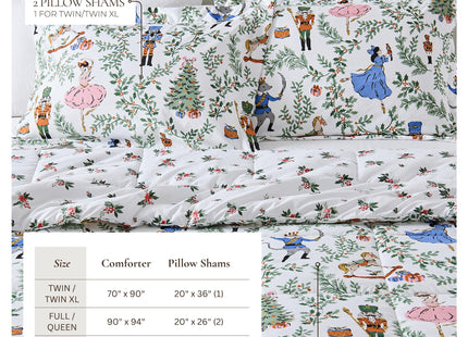Great Bay Home Twin/Twin XL Size Holiday Comforter Set - Down Alternative 2 Piece Comforter Sets - All Season Bedding, Winter, Lodge Inspired Bedroom Decor (Nutcracker)