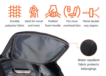 Amazon Basics Travel Laptop Backpack with Multiple Pockets and Compartments for 15.6 inch Laptop, Water Resistant, Spacious with Padded Shoulder Straps, Black