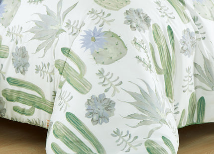 Chezmoi Collection Gregory 5-Piece Serene Lodge Bed in a Bag Twin Comforter Set - Green Blue Cactus Succulent Plant Printed Microfiber Bedding Set