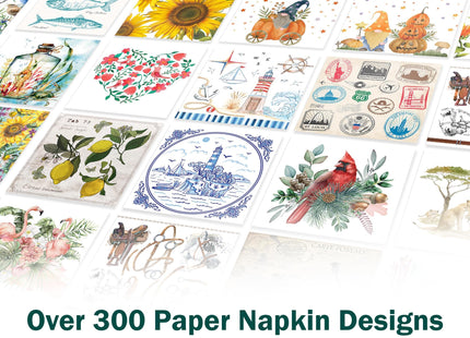 Cocktail Paper Napkins, 40pcs Decorative Napkins (Blue Tile Lighthouse)