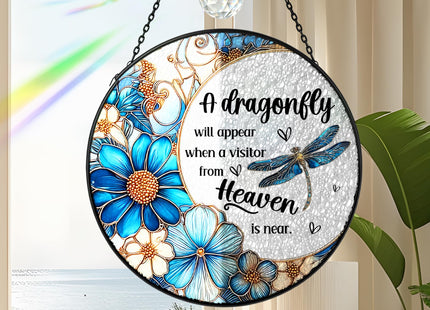 CWEGSJ Dragonfly Stained Glass Suncatcher,Gifts for Woman(Blue Dragonfly)