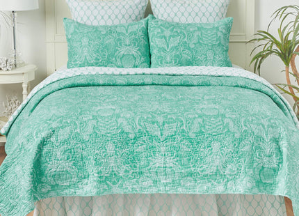 C&F Home Blue and White Turquoise Bay Twin 2 Piece Cotton Quilt Set Summer Beach Ocean Coastal Reversible Machine Washable Lightweight Bedspread Coverlet Twin 2 Piece Set Blue