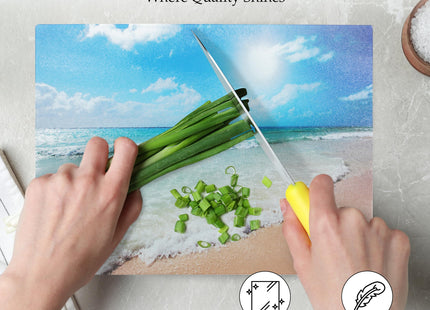 Rogue River Tactical Coastal Shoreline Waves Sandy Beach Kitchen Glass Cutting Board Ocean Decorative Gift