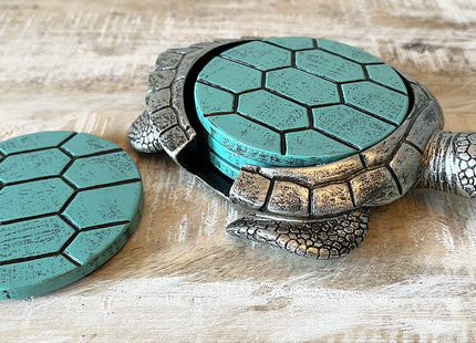 Sea Turtle Coaster Set - Nautical Ocean Beach Coastal Decor