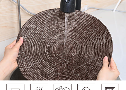 Feuille Round Christmas Placemats Set of 4,13.5 Inch Brown Gingerbread Man Placemats for Round Tables Winter Placemats Perfect for Indoor Christmas Decorations