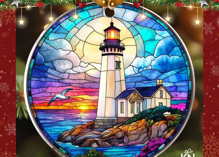 KatAndNat Lighthouse Ornament - Lighthouse Christmas Ornaments, Ocean Beacon Ornaments for Christmas Tree - Lighthouses Keepsake for Women, Ocean Lovers - Acrylic Ornament 2025