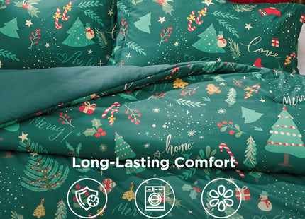 Bedsure Christmas Comforter Set King - Christmas Bed Set with Festival Forest, Soft Bedding for Holiday, 3 Pieces, 1 Soft Trees Printed Comforter and 2 Pillow Shams