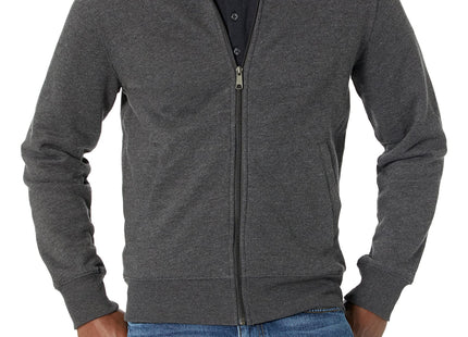 Amazon Essentials Men's Standard Full-Zip Fleece Mock Neck Midweight Sweatshirt with Pockets, Charcoal Heather, Large