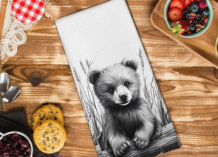 GWFSJYU Black Bear Gifts Hand Kitchen Towel, Bear Bathroom Decor, Rustic Bears Dish Tea Towels for Kitchen, Bears Decorative Hand Towels for Bathroom Cabin, 16x24 Inch