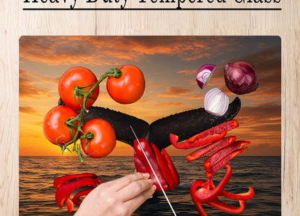 Wildlife Animal Gray Blue Whale Tail Kitchen Glass Cutting Board Decorative Gift Farm Home Serving (Whale)