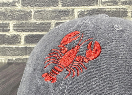 Horpe Lobster Baseball Cap, Seafood Gifts for Summer BBQ, Washed Gray