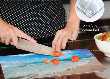 Rogue River Tactical Coastal Shoreline Waves Sandy Beach Kitchen Glass Cutting Board Ocean Decorative Gift