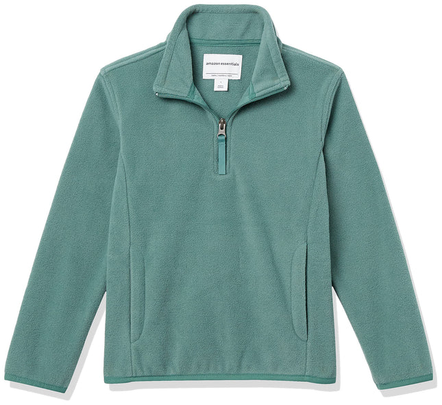 Amazon Essentials Toddler Girls' Quarter-Zip Midweight Long Sleeve Polar Fleece Jacket, Green, 3T