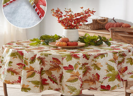 Newbridge Thanksgiving Rustic Acorn & Leaf 60x84 Inch Oval Vinyl Tablecloth