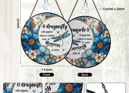 CWEGSJ Dragonfly Stained Glass Suncatcher,Gifts for Woman(Blue Dragonfly)