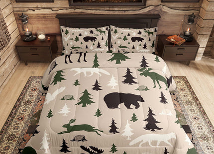 Feelyou Cabin Lodge Comforter Set Twin Size 3 Pcs for Kids Boys Girls