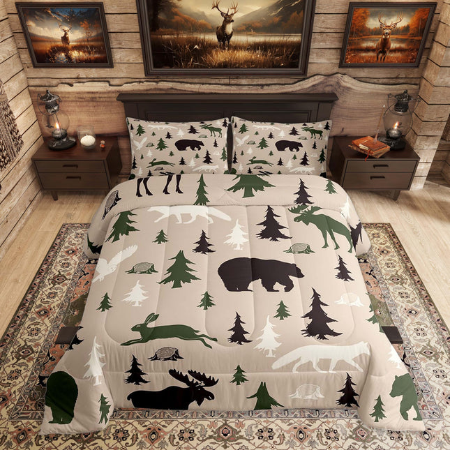 Feelyou Cabin Lodge Comforter Set Twin Size 3 Pcs for Kids Boys Girls