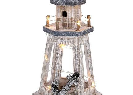 CoTa Global Silver Sea Nautical Outdoor Lantern Lighthouse with LED Lights