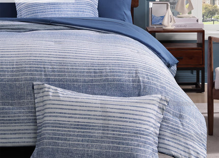 Queen Comforter Set Striped Ocean Blue Coastal 7 Pieces Bed in a Bag