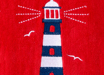 SKL Home Nautical Lighthouse Hand Towel Set-2pc, 100% Cotton, Red