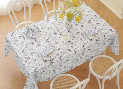 Honellaty Coastal Seashell Rectangle Tablecloth, 52 x 70 Inch