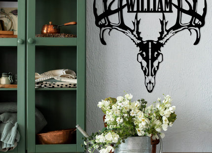 Personalized Deer Head Metal Sign, Custom Deer and Forest Metal Wall Art, Farmhouse Wall Decor, Rustic Outdoor Plaque, Customized Deer Hunter Last Name Signs, Outdoor Decor, Housewarming Gift