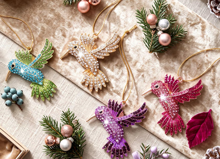 Yuntau 8 Pcs Crystal Christmas Hanging Ornaments, Hummingbird