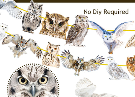 4pcs Owl Theme Banners Owl Party Decorations Woodland Animal Party Supplies for Woodland Forest Animal Birthday Party Baby Shower Supplies