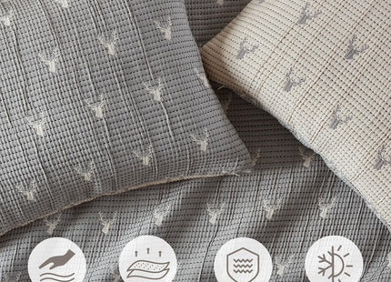Woolrich Coverlet Set Rustic Lodge Design, 3 Piece Set All Season, Lightweight Reversible Farmhouse Bedspread Bedding, Shams, Full/Queen, Gray