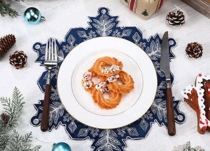 HunnmingRe Christmas Snowflake Placemats Set of 6 Blue Snowflake Table Mats