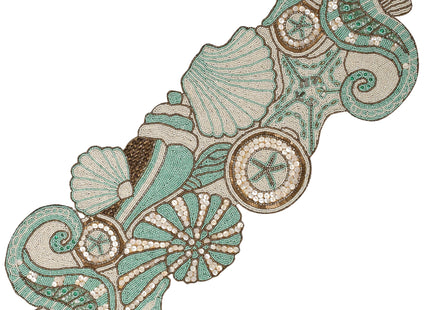 ALPHA Living HOME Coastal Beaded Runner 13x36 Multi Shell Dining Room Decor