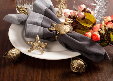 CLEENTABLE Nautical Napkin Rings, Antique Gold, Set of 12