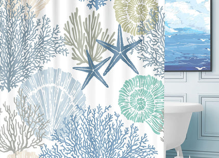Tritard Coastal Shower Curtain for Bathroom, 72x72, Blue