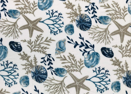 Coastal Ocean Beach Throw Blanket, Blue Gray Taupe White, 50x70 Oversized