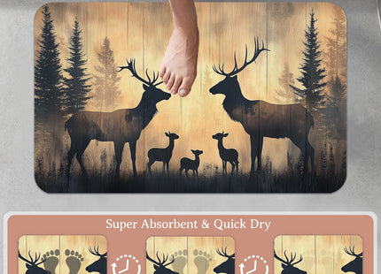 ZTHLL Non Slip Bath Mat,Deer Trees Bathroom Decor,Forest Diatomaceous Bath Mat Quick Dry Absorbent Bathroom Rugs-Shower Rug for Kitchen Laundry Bathtub Shower 17"x29.5"